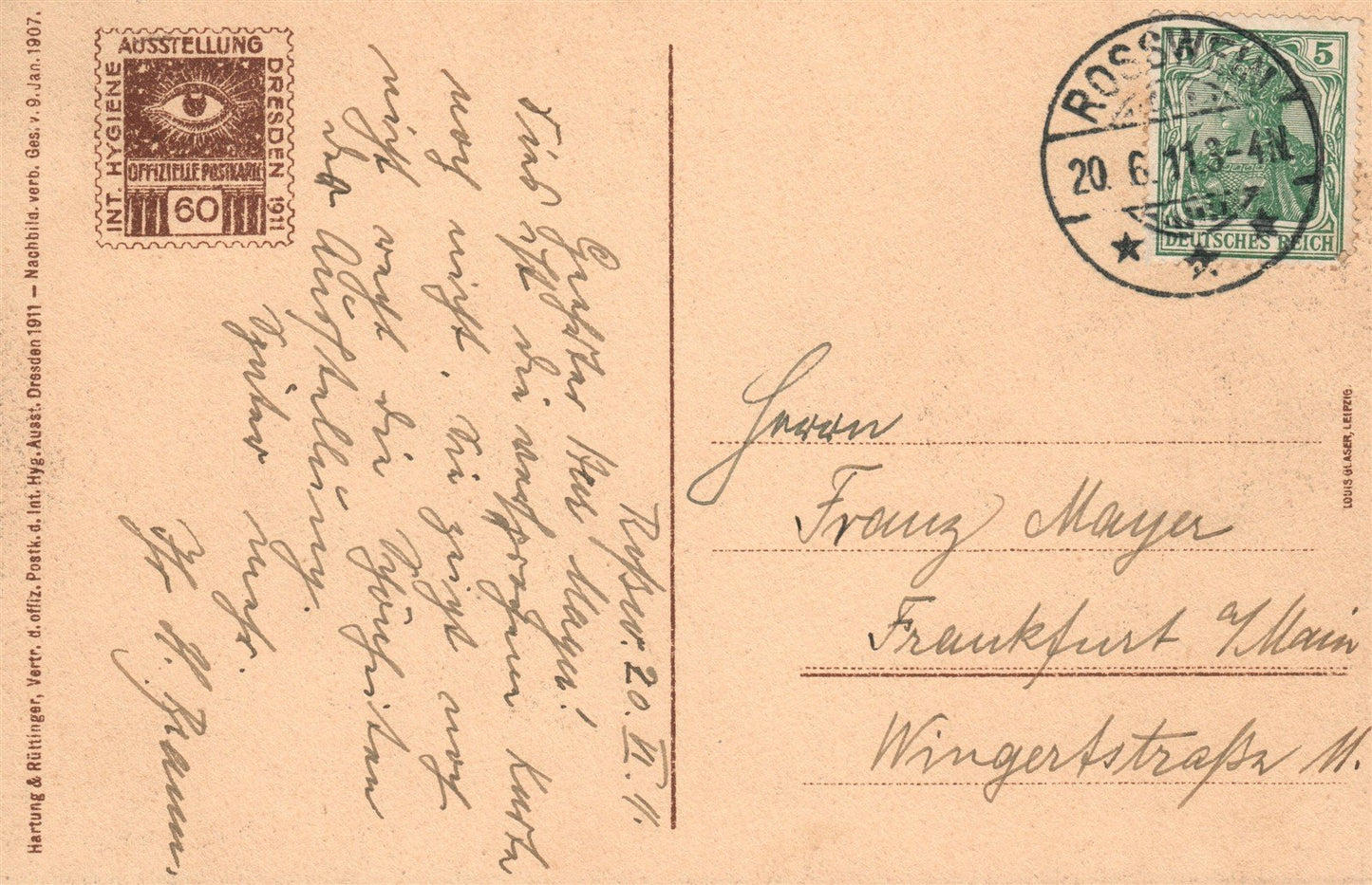GERMANY DRESDEN INTERNATIONALE HYGIENE - AUSSTELLUNG 1911 ANTIQUE POSTCARD