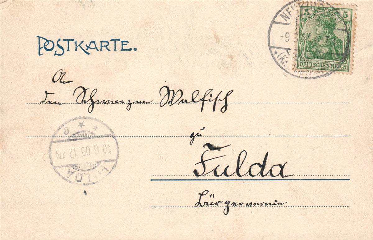 GERMANY GRUSS AUS NEUKIRCHEN 1905 ANTIQUE POSTCARD