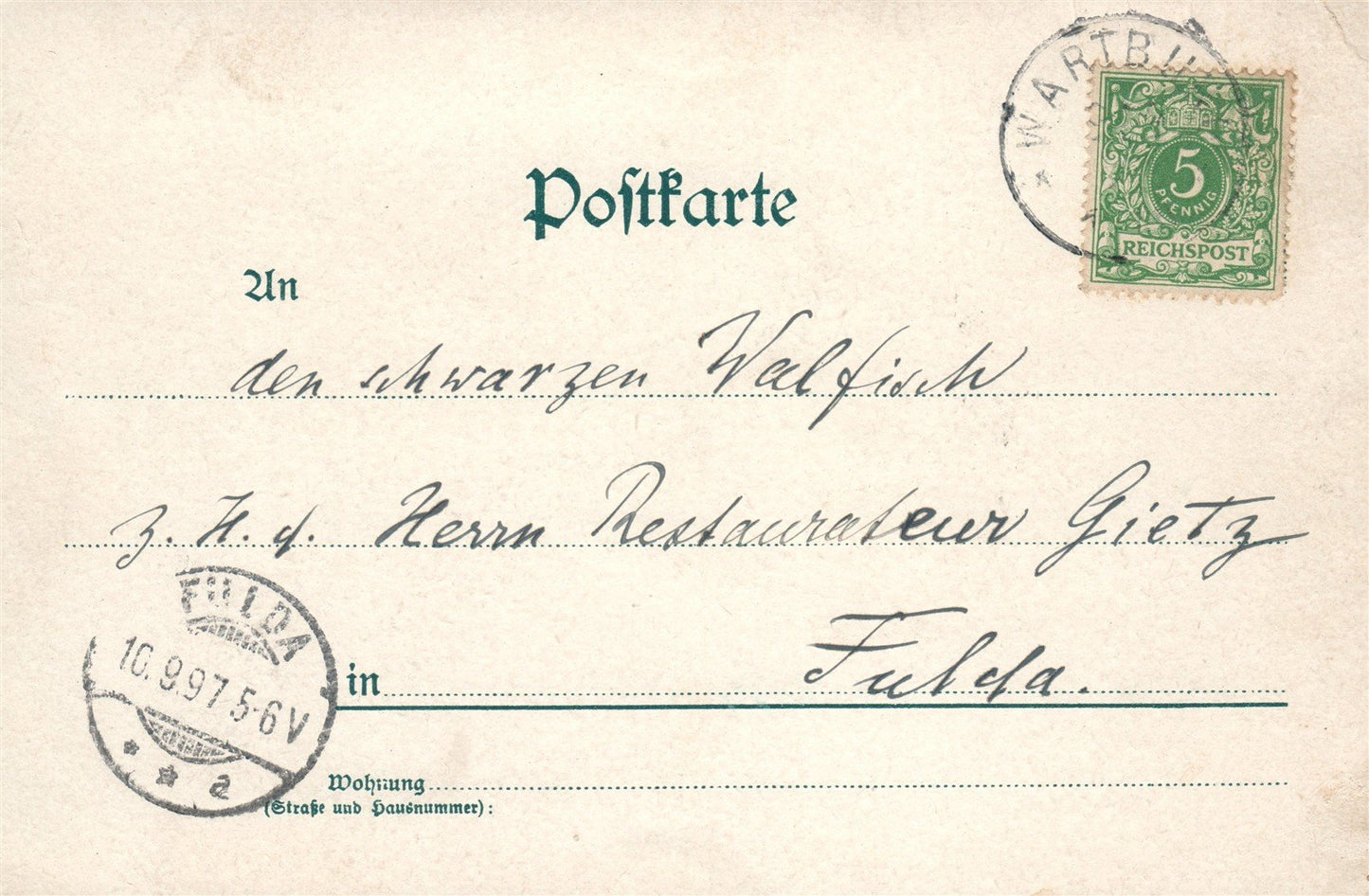 GERMANY GRUSS vom HOTEL BELLE VUE RUHLA ANTIQUE POSTCARD