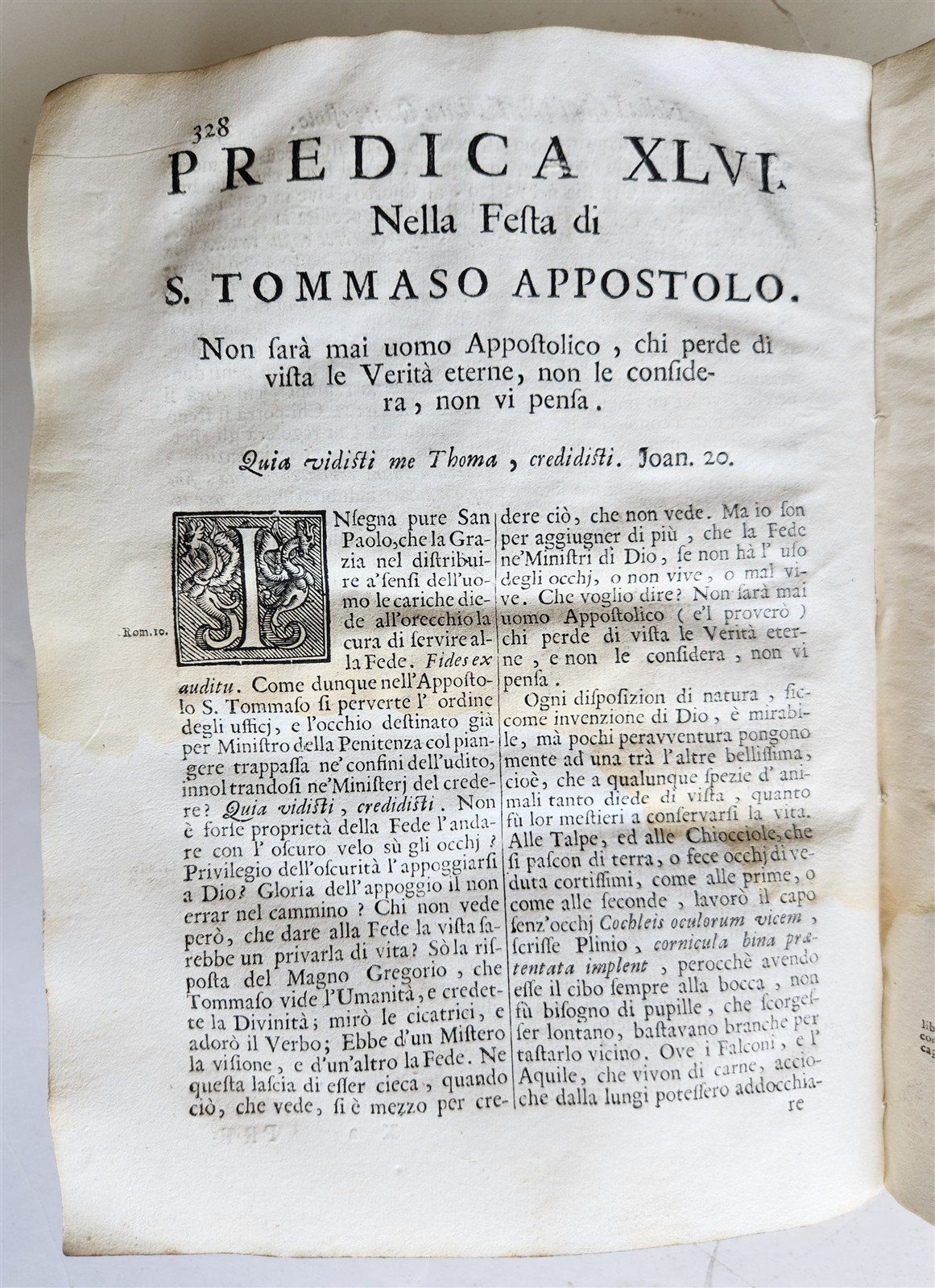 1713 SERMONS of PIETRO VALLE in ITALIAN antique VELLUM BINDING