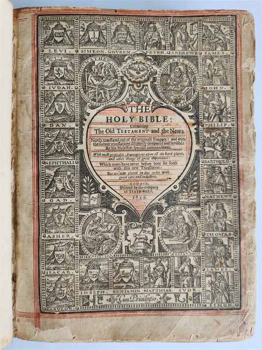 1649 BIBLE in ENGLISH OLD & NEW TESTAMENT antique London Company of Stationers