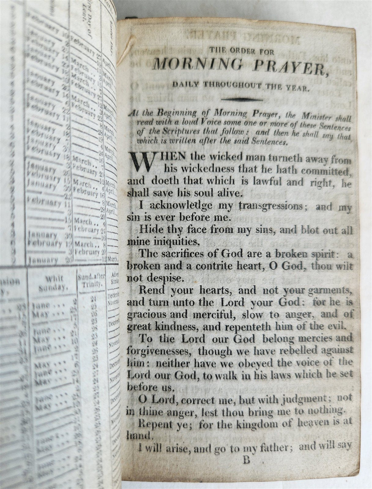 1801 MASONIC BOOK OF COMMON PRAYER in ENGLISH antique FINE RED MOROCCO BINDING