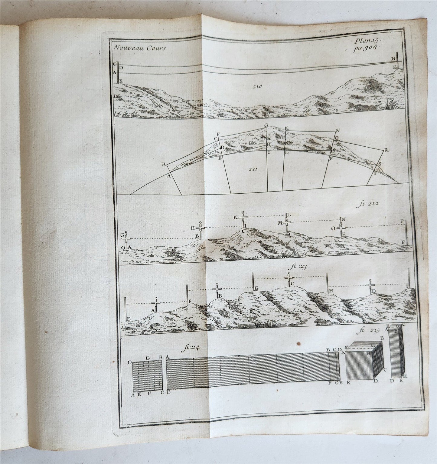 1725 MATHEMATICS ILLUSTRATED w/ 34 FOLDING PLATES antique Cours de Mathematique