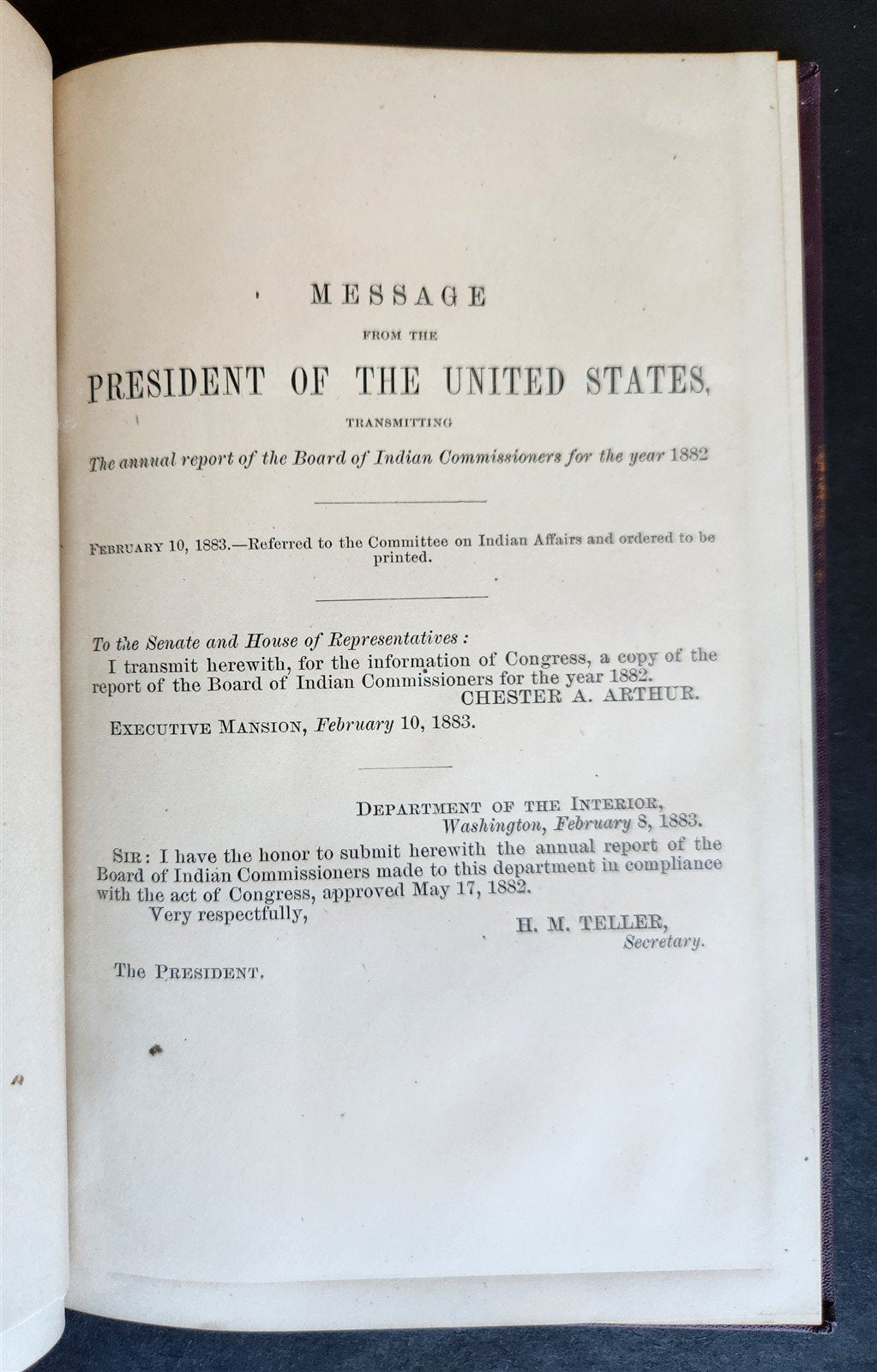 1882 REPORT of BOARD of INDIAN COMMISSIONERS antique w/ MAP of RESERVATIONS