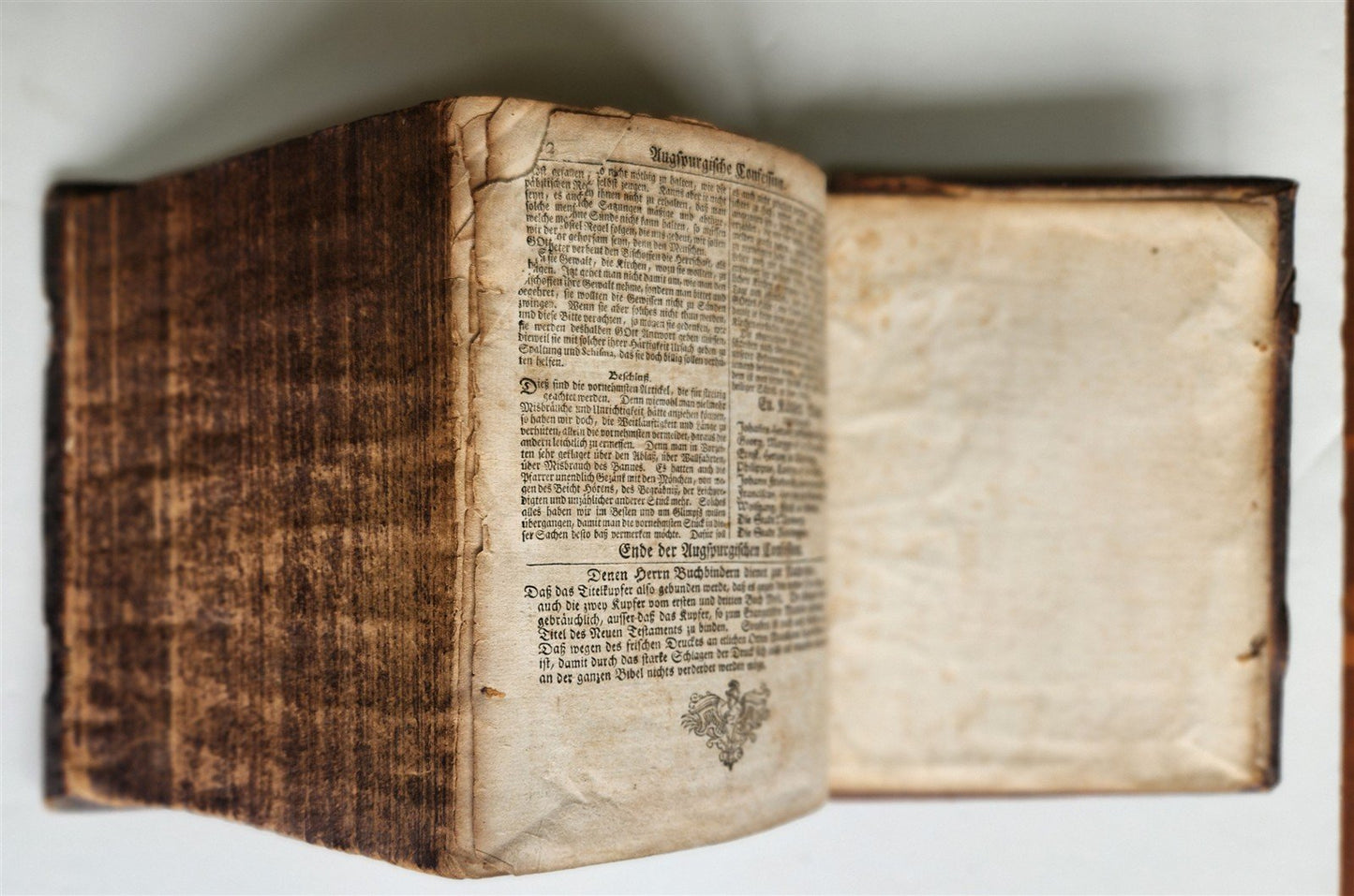 1748 BIBLE in GERMAN Old & New Testament antique ILLUSTRATED pigskin binding