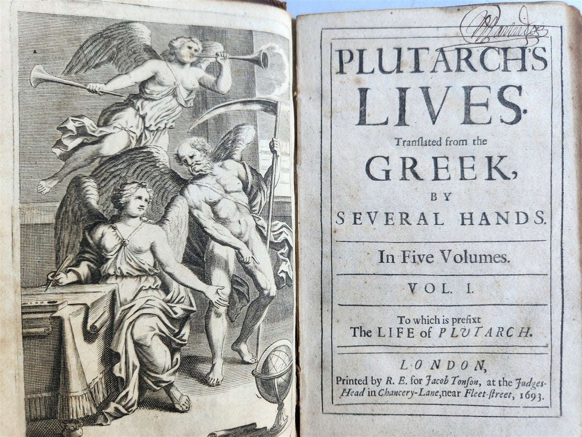 1693 PLUTARCH'S LIVES translated from the Greek ILLUSTRATED antique in ENGLISH