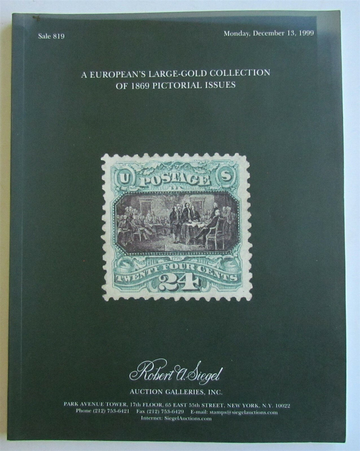 1869 PICTORIAL ISSUES EUROPEAN COLLECTION 1999 R. SIEGEL AUCTION CATALOG #819