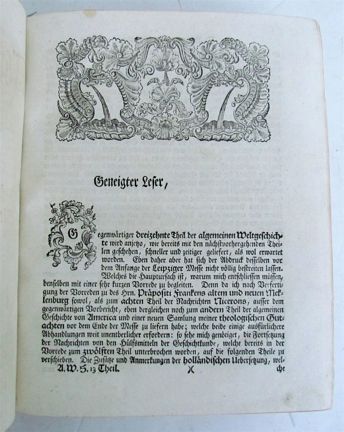 1748 WORLD'S HISTORY antique ILLUSTRATED w/ MAP in German VELLUM BOUND