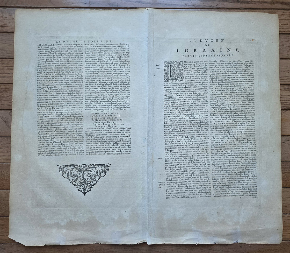 1639 LOTHARINGIA SEPTENTRIONALIS LORAINE FRANCE antique AUTHENTIC hand colored