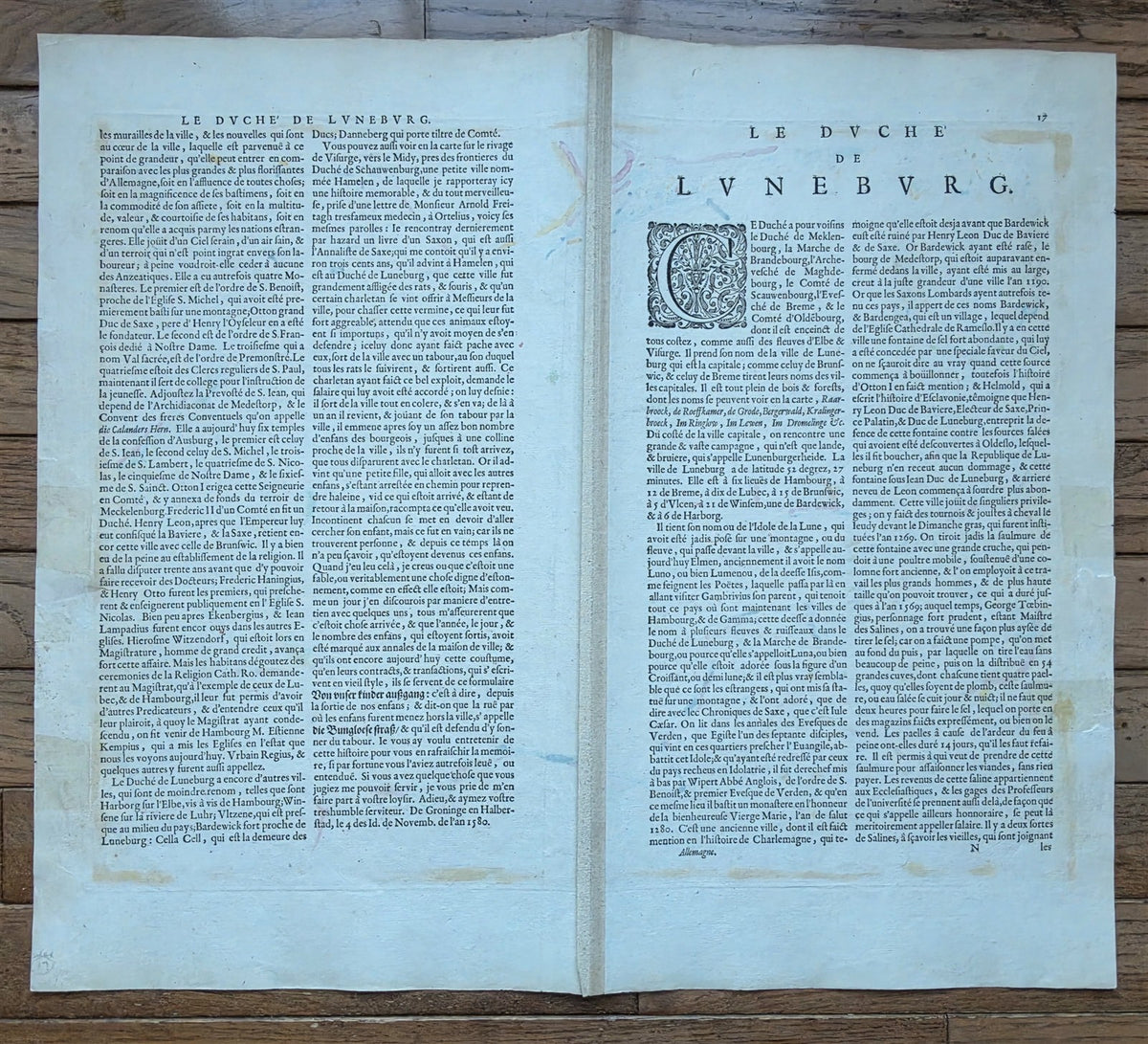 1640 MAP of GERMANY LUNEBURG by WILLEM BLAEU antique AUTHENTIC hand colored