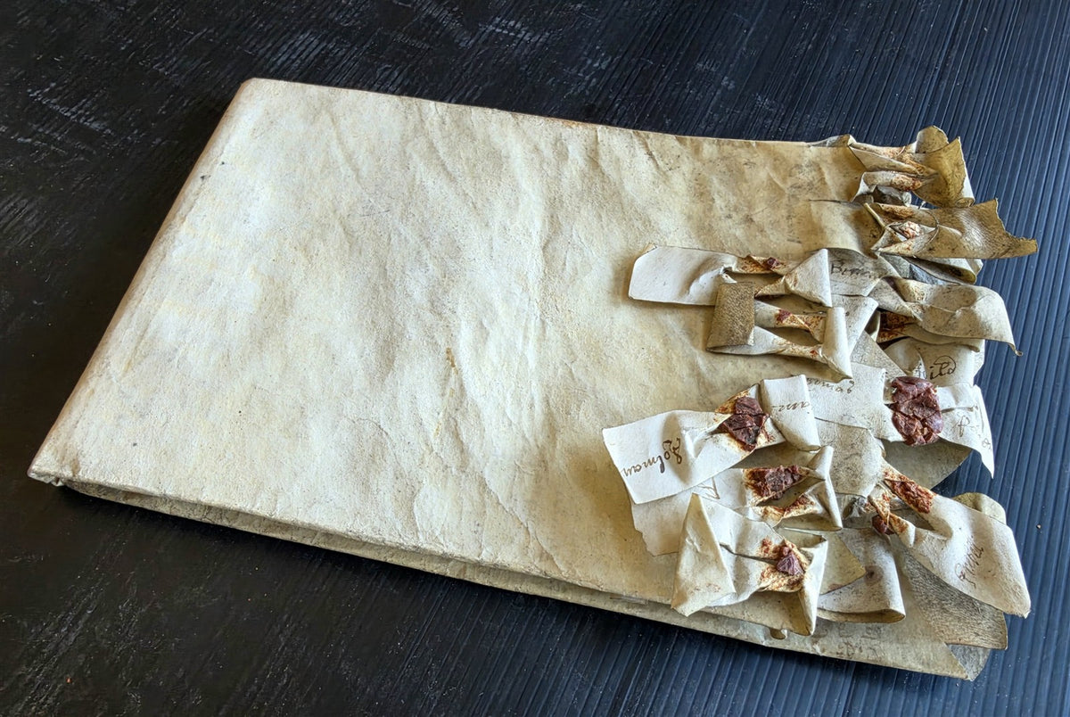 17th century MANUSCRIPT INDENTURE on VELLUM in ENGLISH antique 23x28"