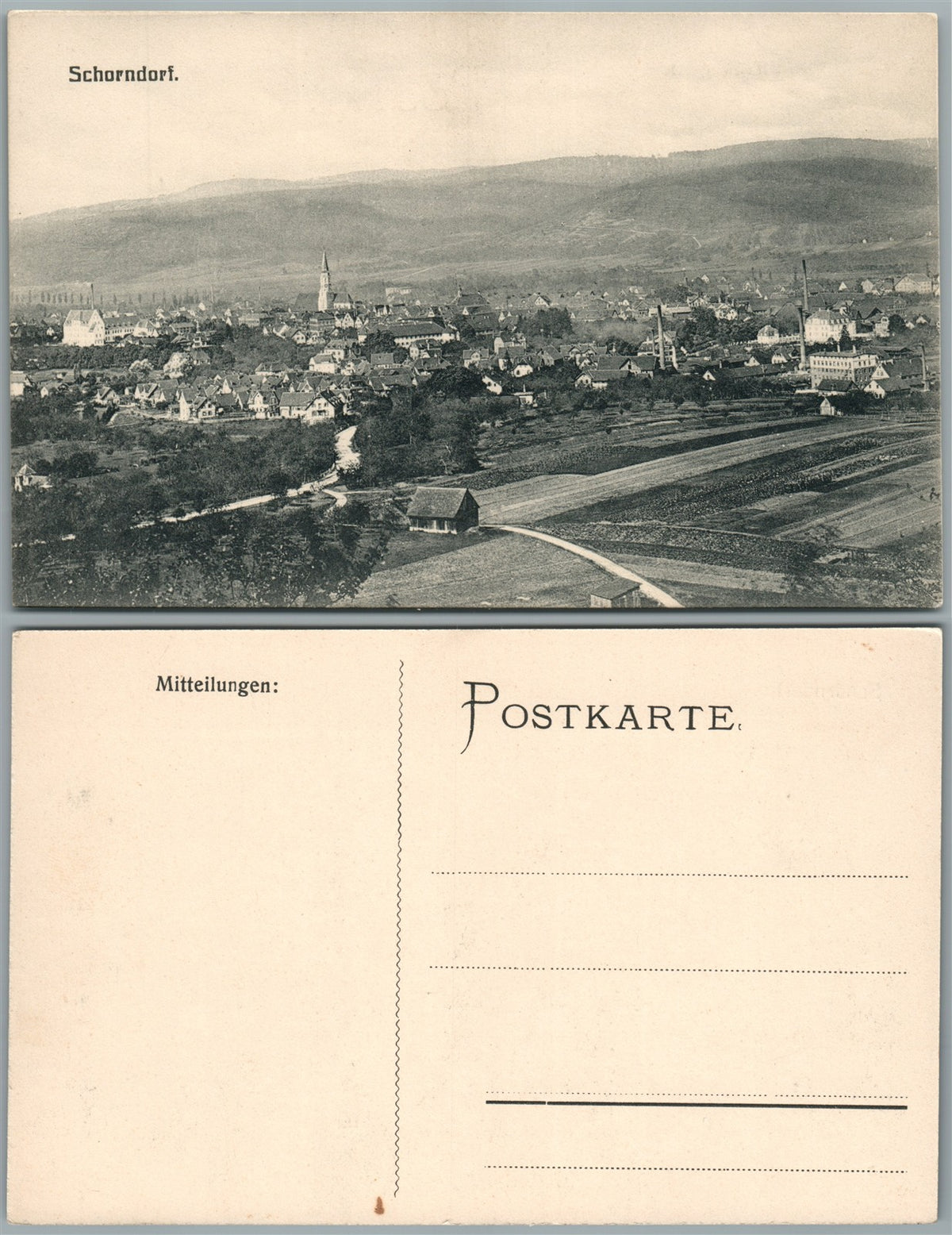 SCHORNDORF GERMANY ANTIQUE POSTCARD w/ STAMP