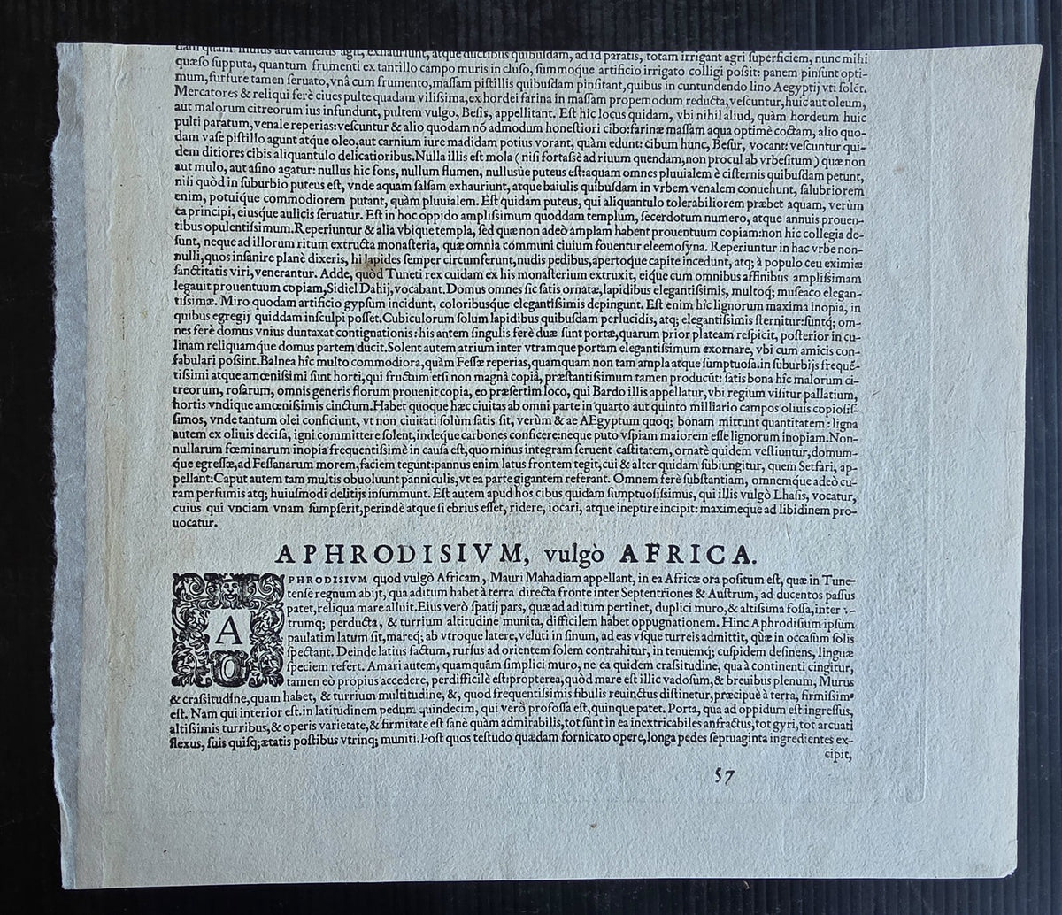1570s MAP of AFRICA antique NAVAL BATTLE Capture of Mahdia TUNISIA