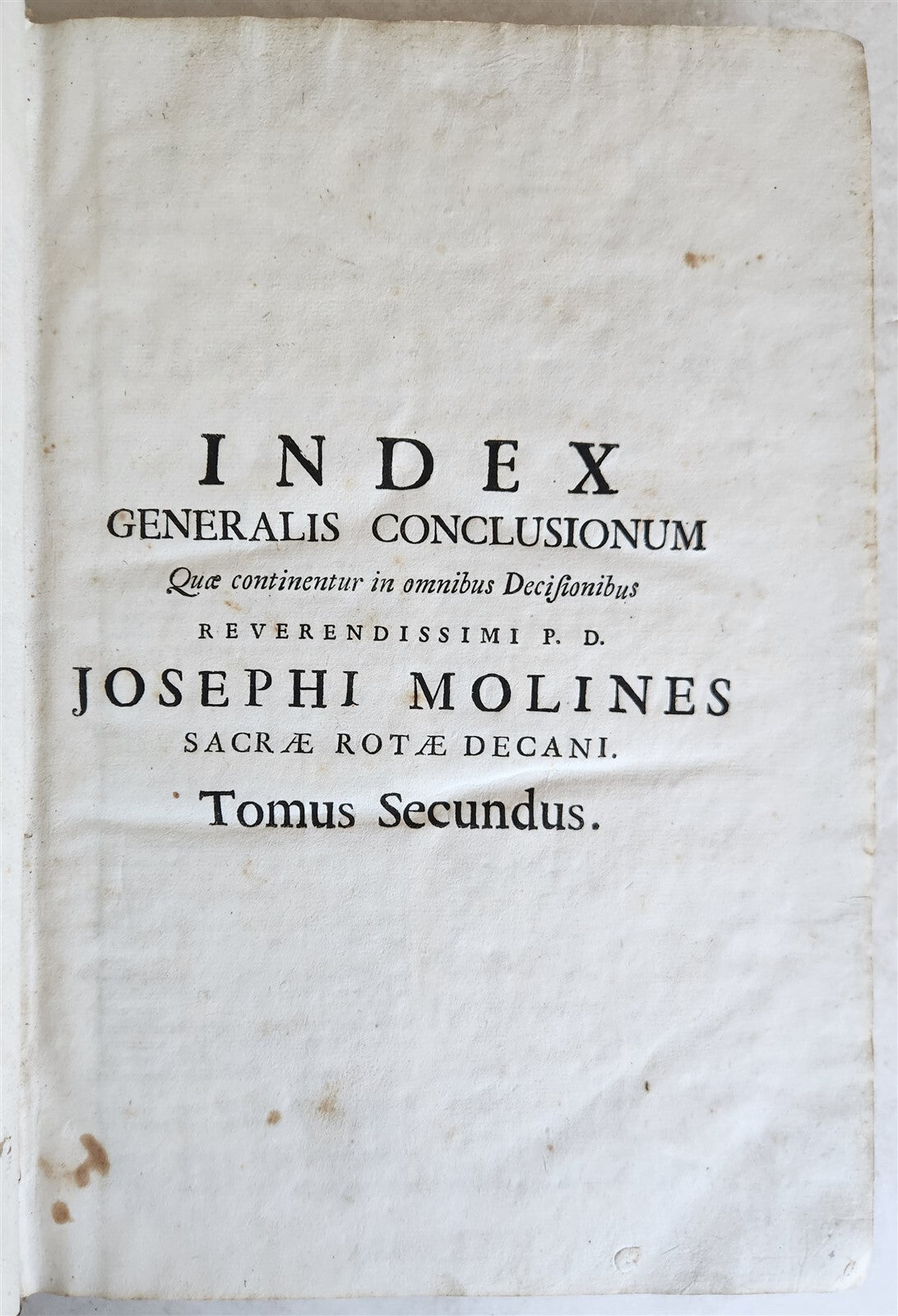 1720s LAW BOOK INDEX GENERALIS CONCLUSIONUM antique VELLUM BOUND FOLIO Vol. II