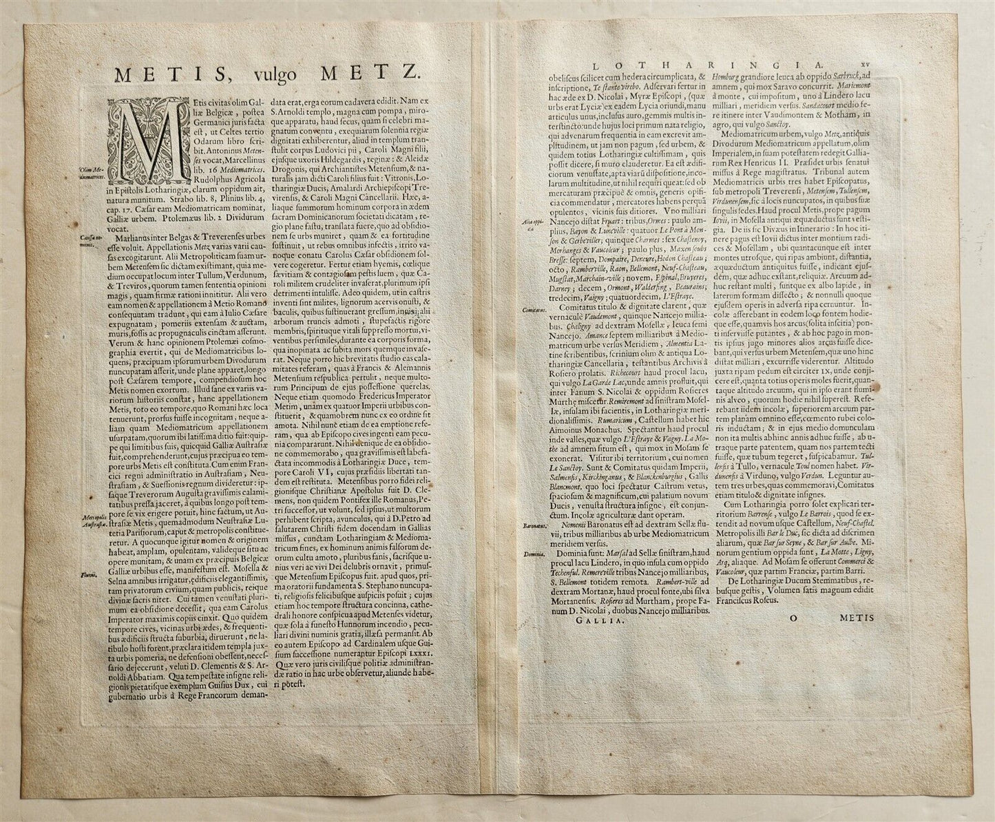 1640 MAP of FRANCE METZ LORRAINE by WILLEM BLAEU antique AUTHENTIC hand colored