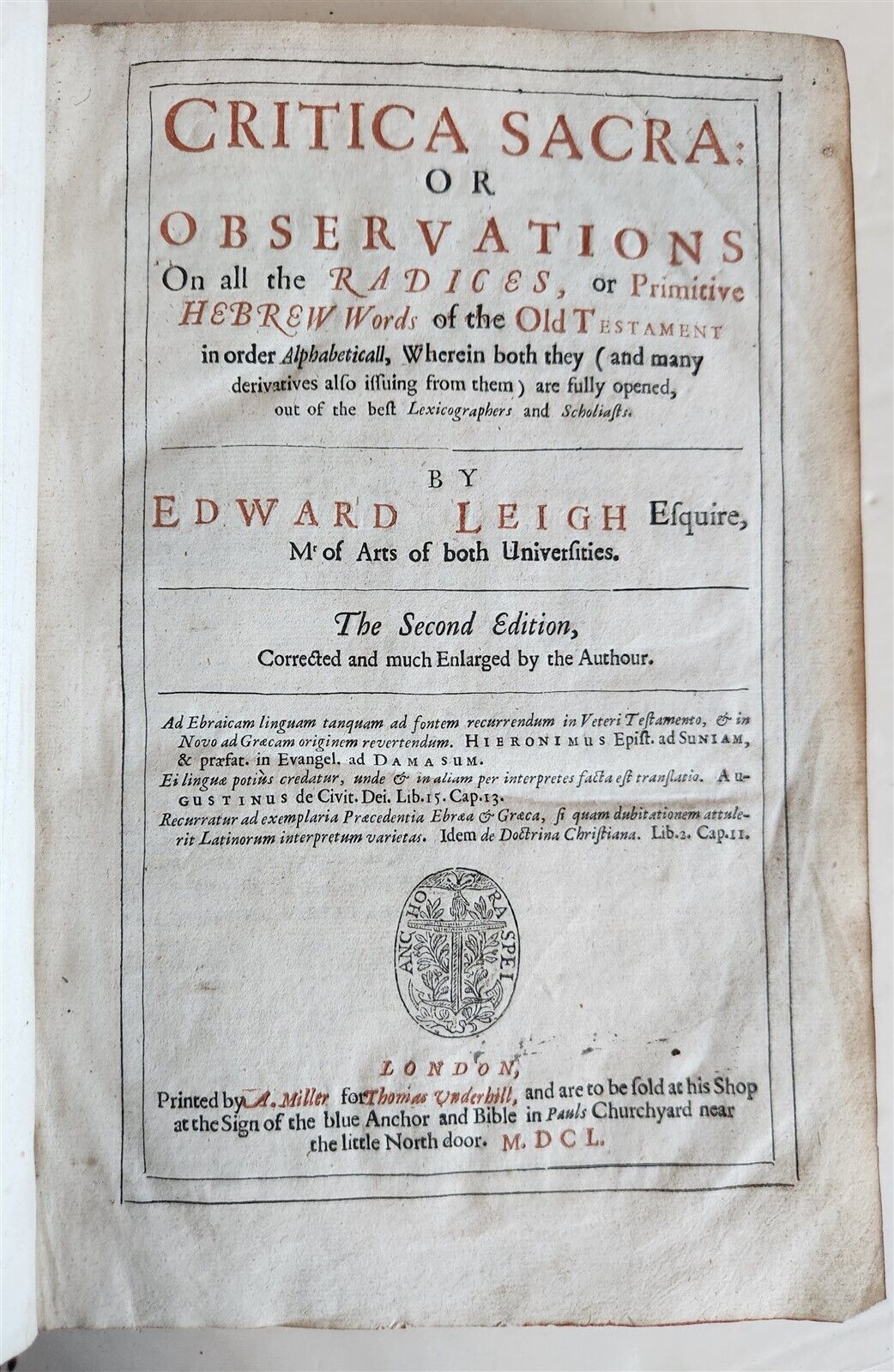 1650 CRITICA SACRA in ENGLISH antique 17th century LONDON