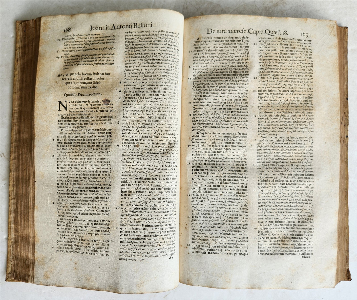 1637 LAW BOOK by IOANNIS ANTONII BELLONI VELLUM FOLIO w/MANUSCRIPT TITLE antique