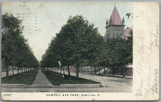 HAMILTON OH CAMPELL AVE. PARK ANTIQUE POSTCARD