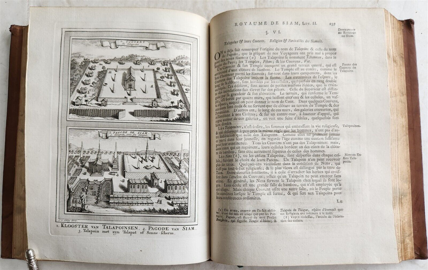 1755 TRAVELS TO EAST INDIES SIAM antique Histoire generale des voyages ILLUSTR.