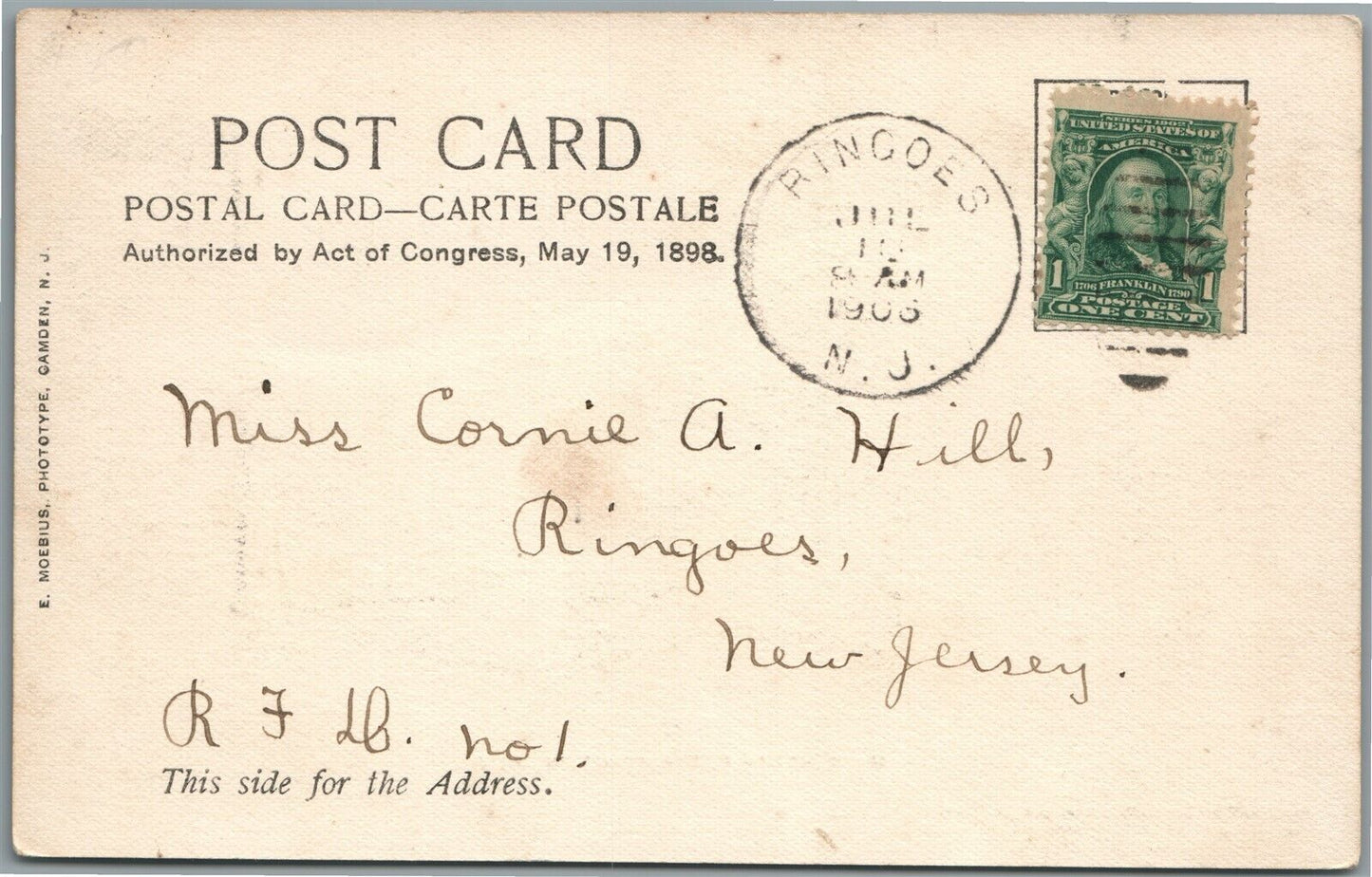 FLEMINGTON NJ MAIN STREET 1906 ANTIQUE POSTCARD