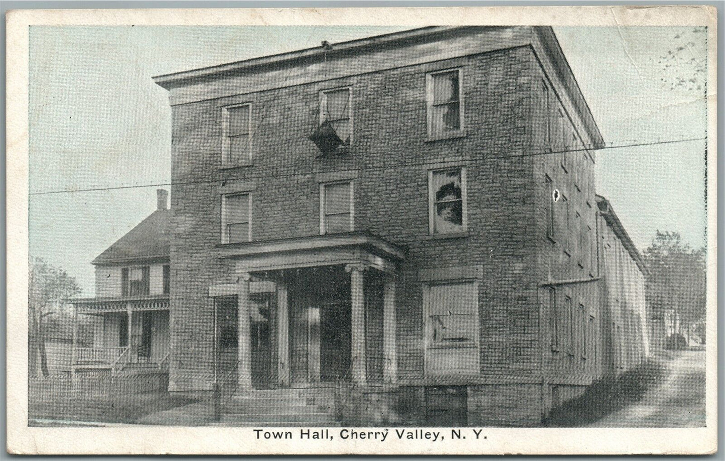 CHERRY VALLEY NY TOWN HALL ANTIQUE POSTCARD