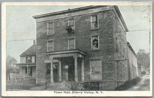 CHERRY VALLEY NY TOWN HALL ANTIQUE POSTCARD