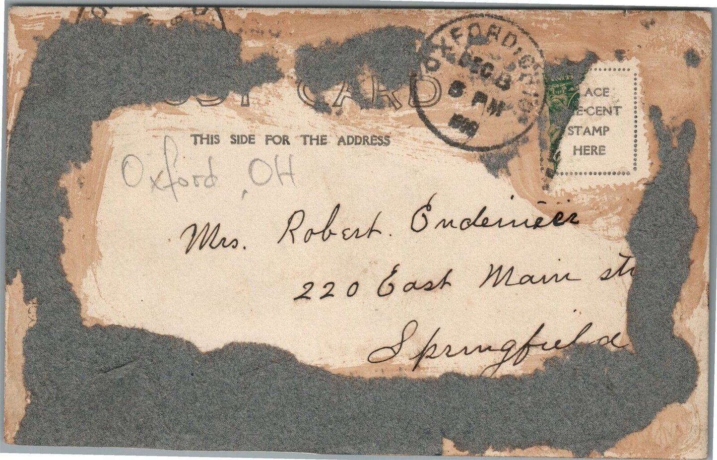 OXFORD COLLEGE OH 1918 ANTIQUE REAL PHOTO POSTCARD RPPC