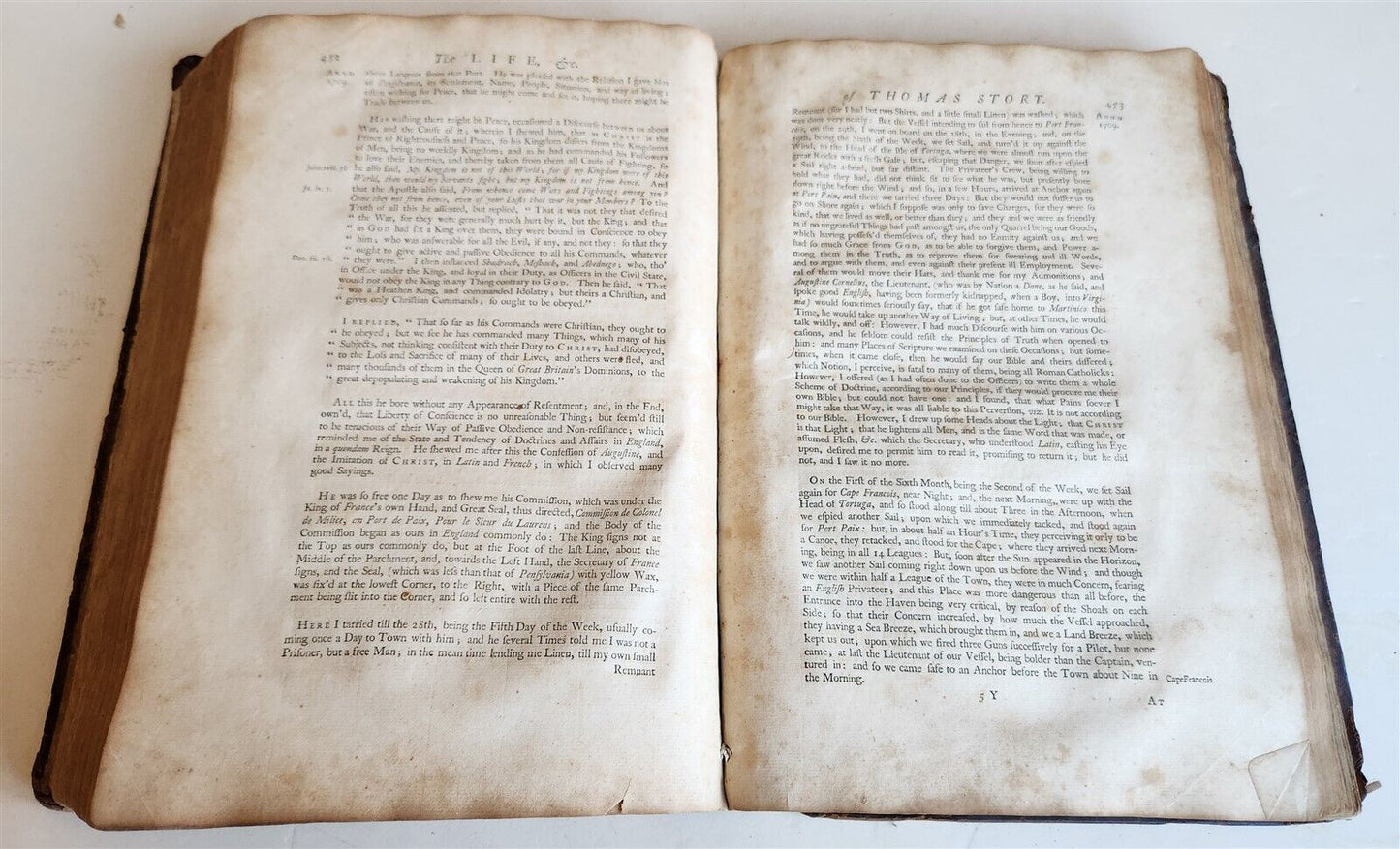 1747 QUAKERS HISTORY antique FOLIO A Journal of Life of Thomas Story IN ENGLISH