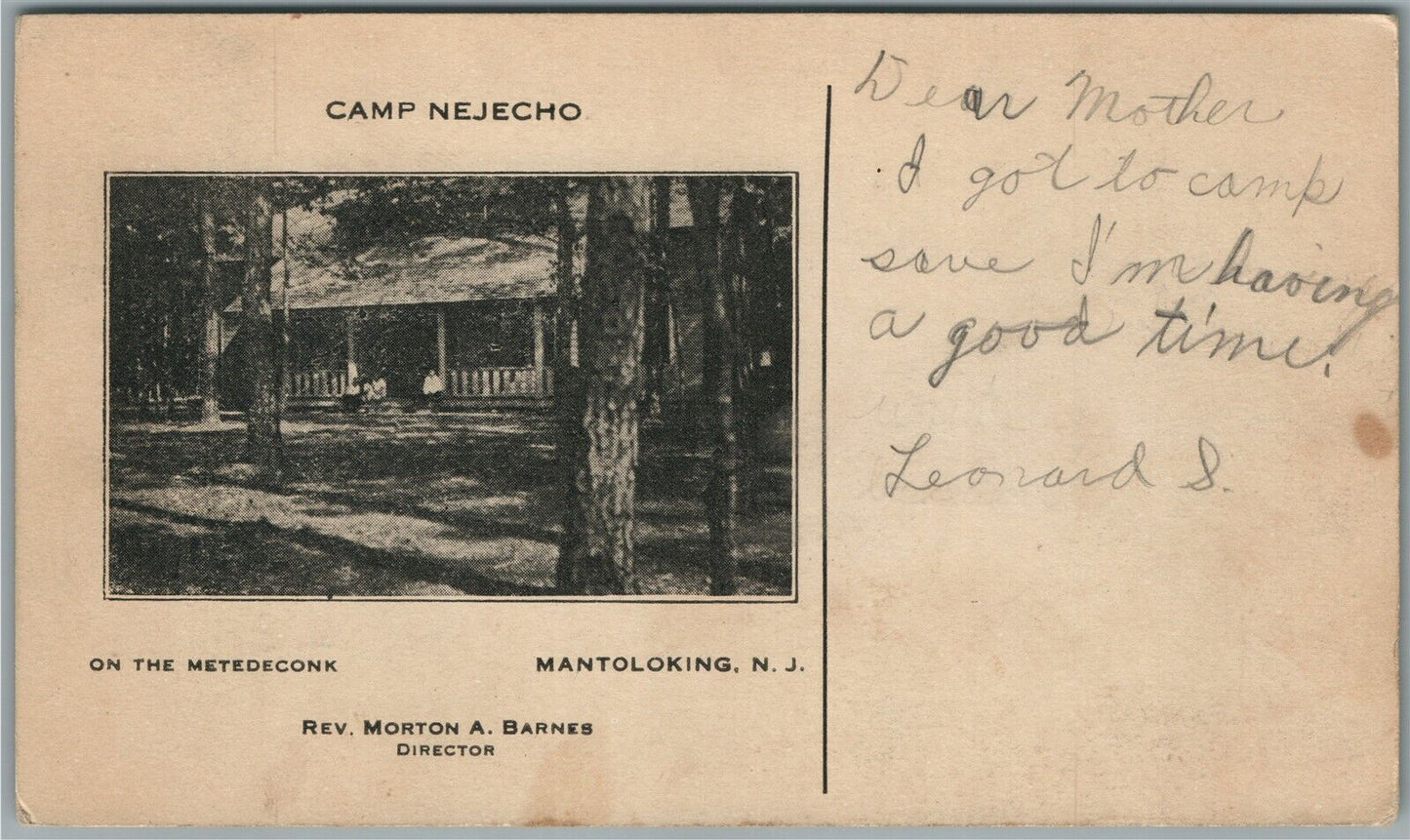 MANTOLOKING NJ CAMP NEJECHO ANTIQUE POSTCARD