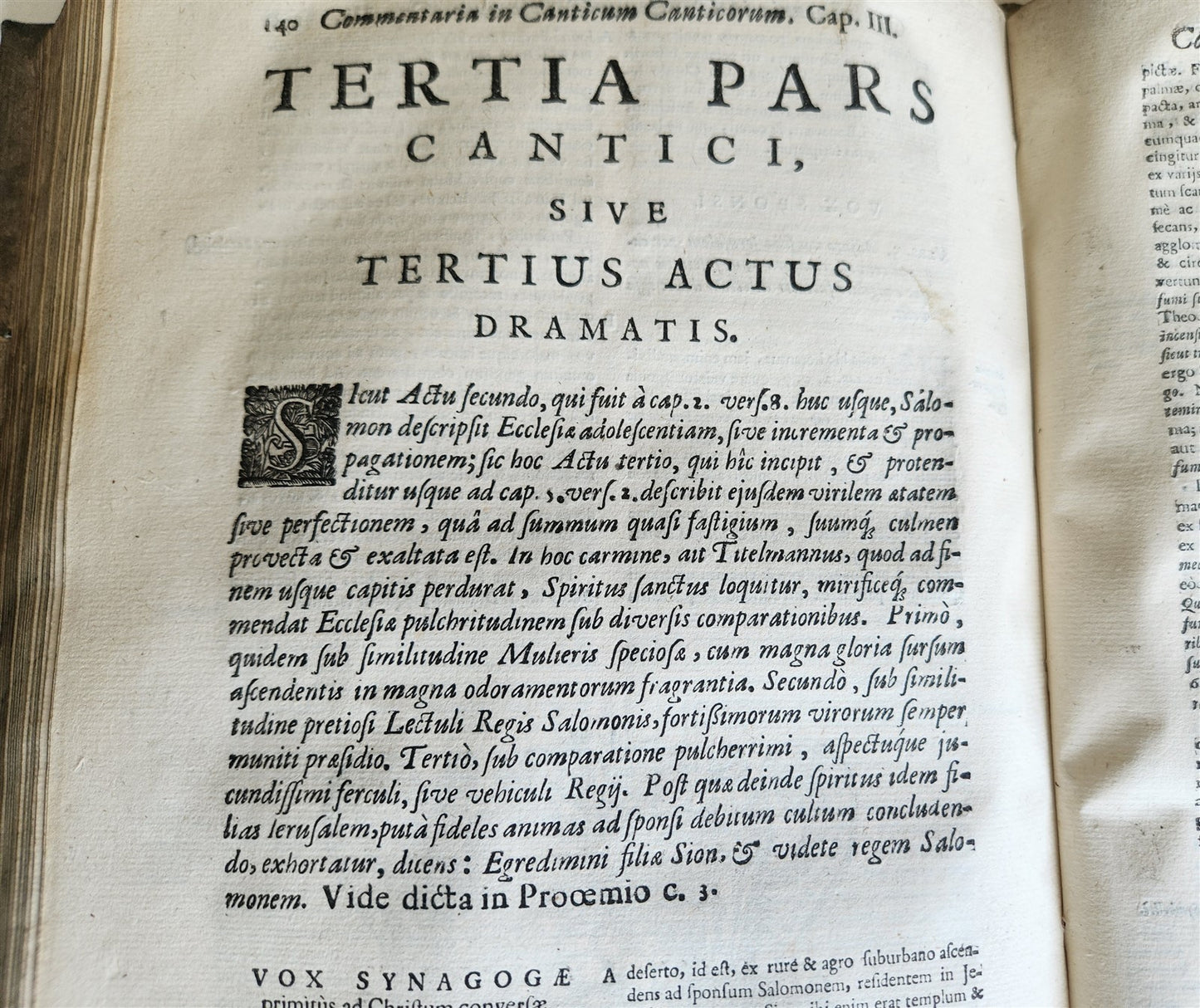 1725 COMMENTARIUS in ECCLESIASTEN PIGSKIN BOUND FOLIO w/ CLASPS antique