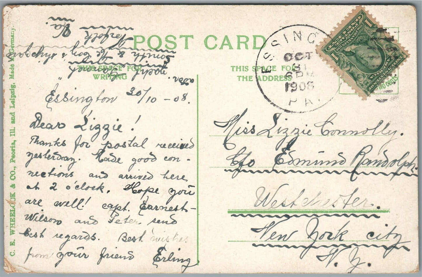 CHESTER PA WEST NINTH STREET ANTIQUE POSTCARD