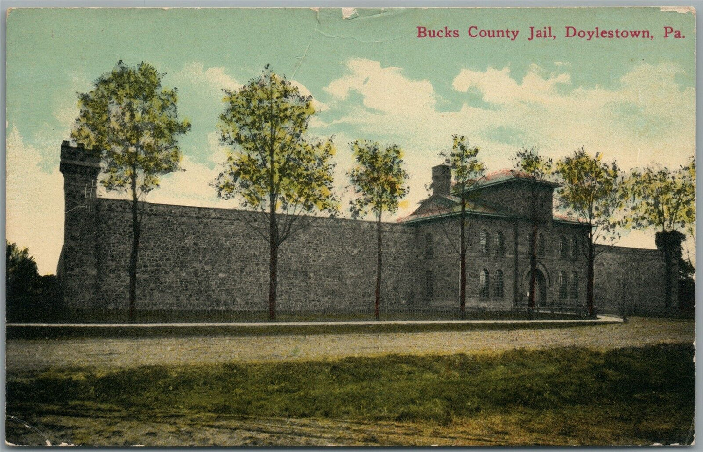 DOYLESTOWN PA BUCKS CO. JAIL ANTIQUE POSTCARD