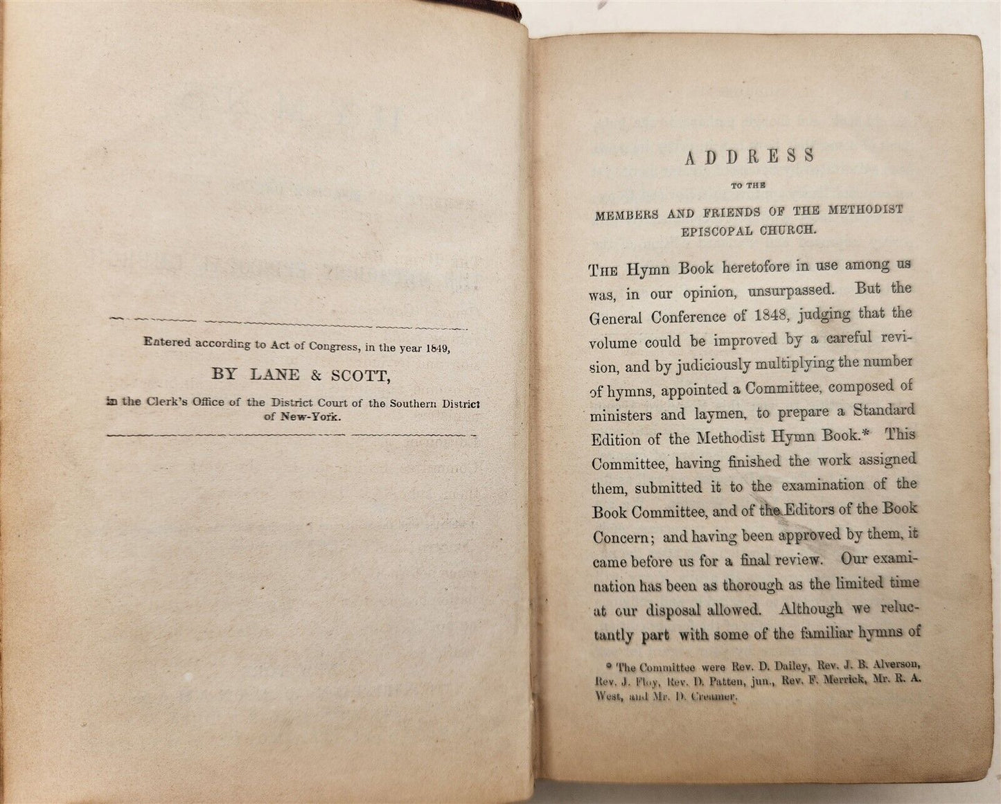 1849 HYMNS for METHODIST CHURCH antique AMERICANA decorative FEMALE PROVENANCE