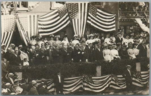BEVERLY MA PRESIDENT TAFT PATRIOTIC ANTIQUE REAL PHOTO POSTCARD RPPC