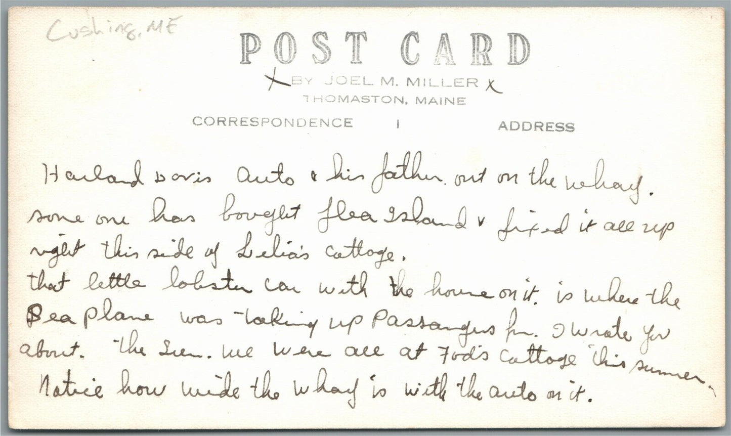 PLEASANT POINT ME CUSHING ANTIQUE REAL PHOTO POSTCARD RPPC