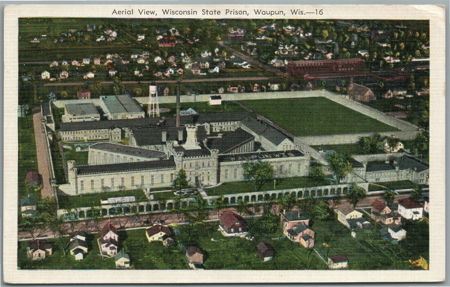 WAUPUN WI STATE PRISON VINATGE POSTCARD