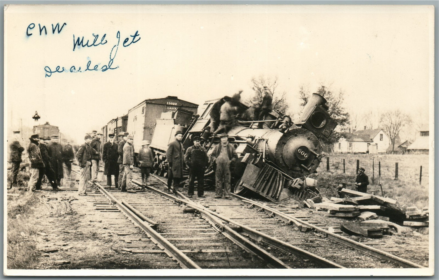 ENGINE TRAIN WRECK RAILWAY railroad VINTAGE REAL PHOTO POSTCARD RPPC