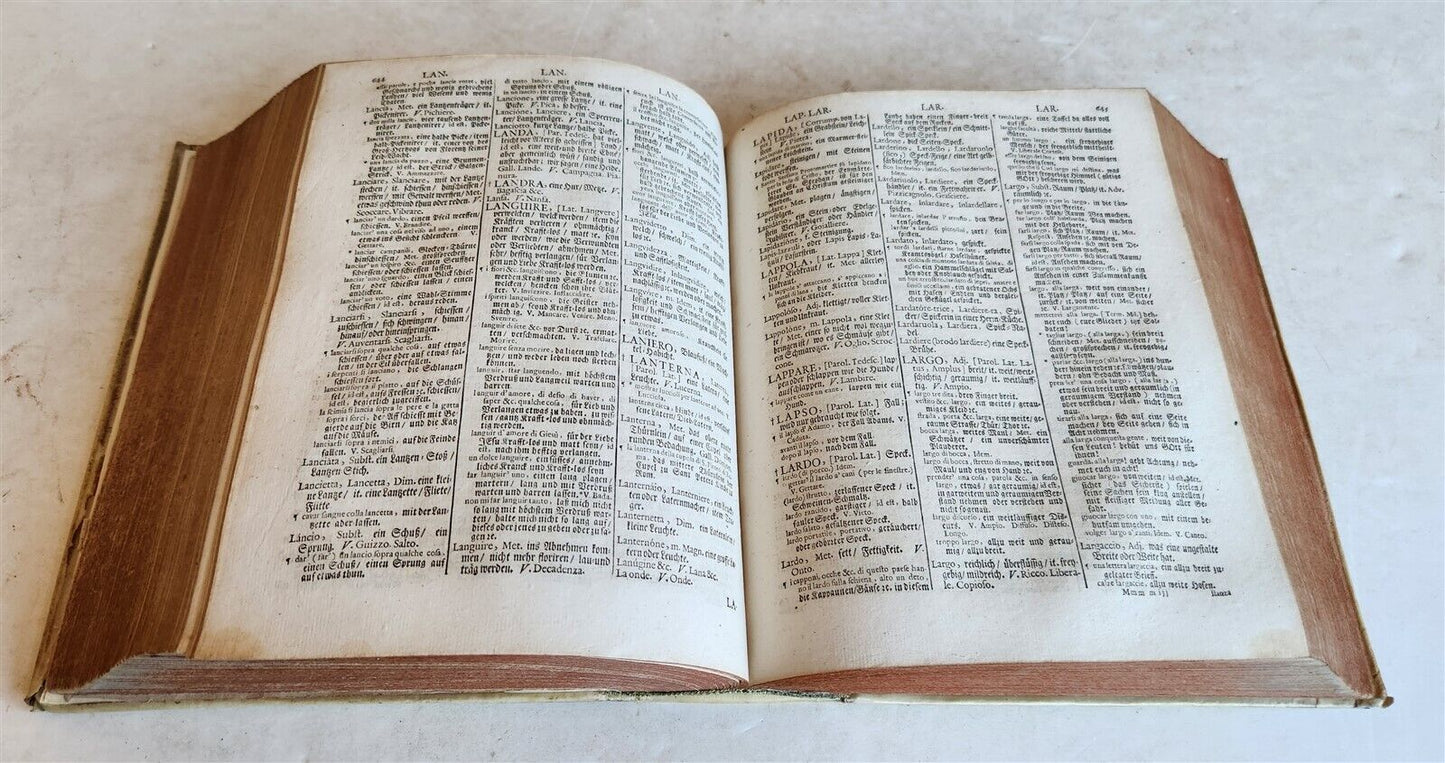 1693 ITALIAN GERMAN DICTIONARY by M. CRAMER antique VELLUM BOUND