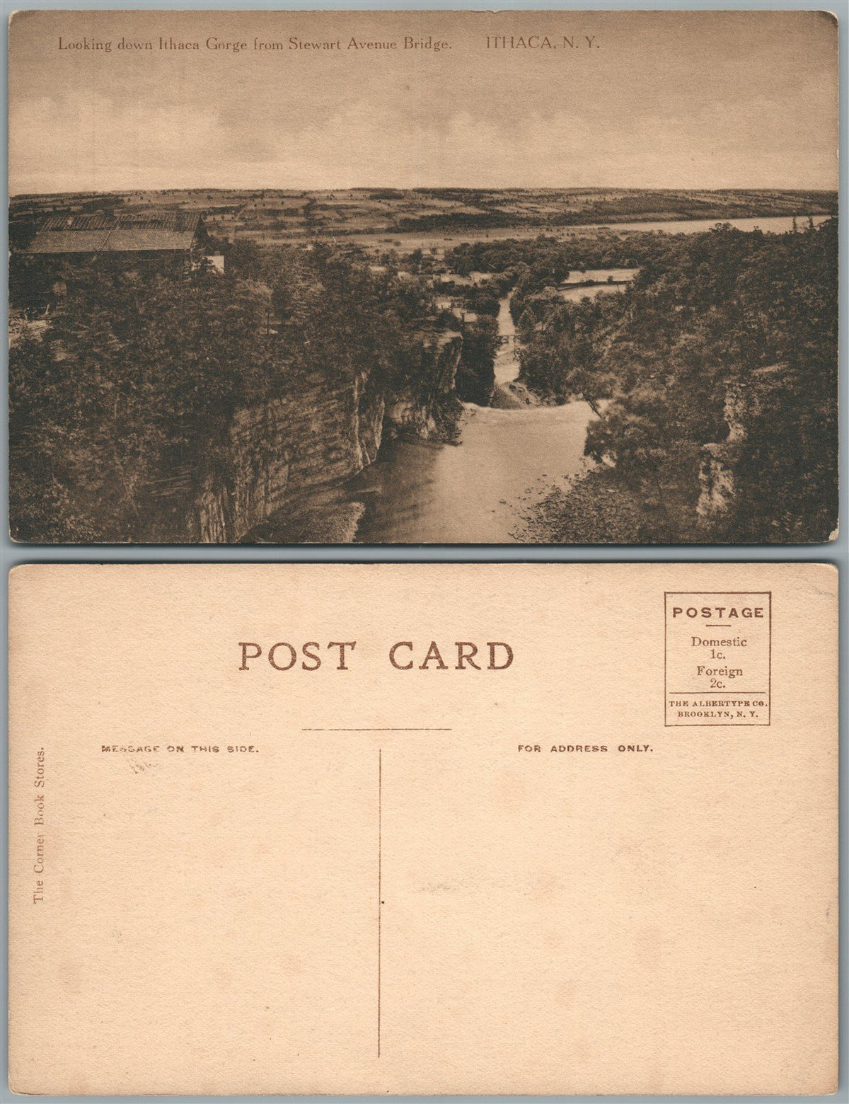 ITHACA N.Y. FROM STEWART AVENUE BRIDGE ANTIQUE POSTCARD
