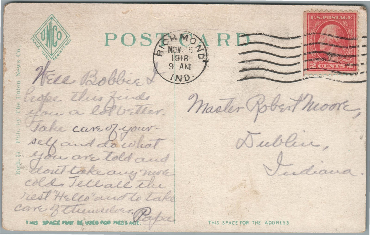 RICHMOND IN MAIN STREET WEST ANTIQUE POSTCARD