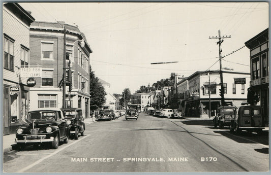 SPRINGVALE ME MAIN STREET VINTAGE REAL PHOTO POSTCARD RPPC