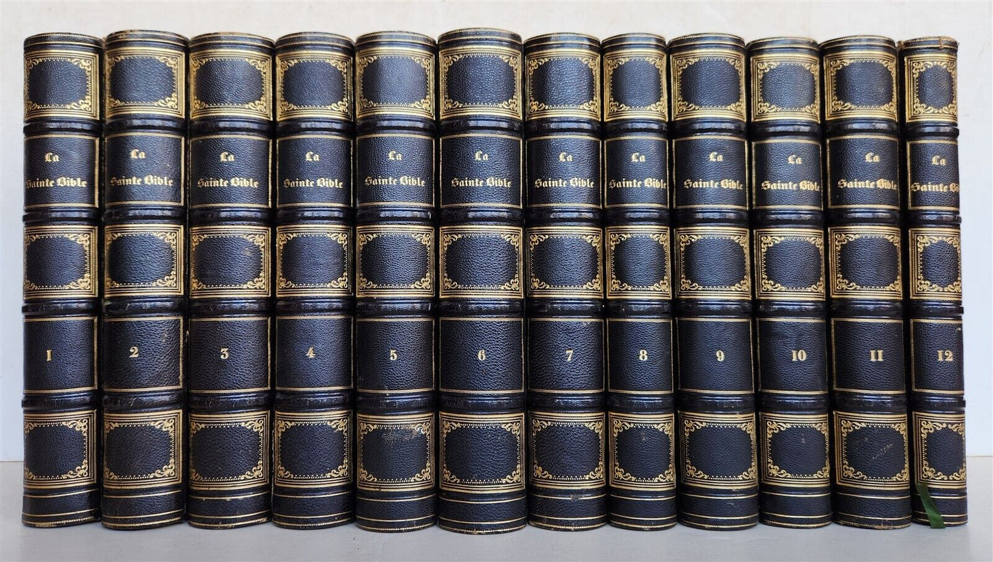 1789 BIBLE in FRENCH ILLUSTRATED w/ 300 PLATES 12 VOLUMES SET antique