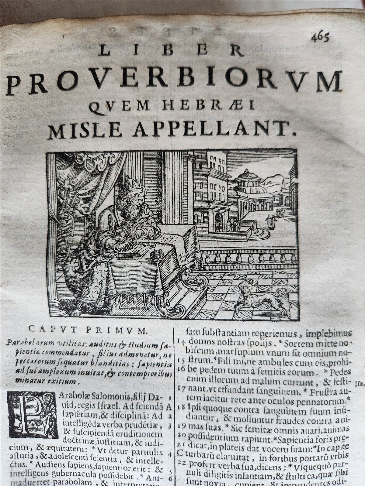 1697 BIBLE ILLUSTRATED antique VELLUM BOUND in LATIN BIBLIA SACRA