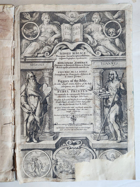 1659 FIGURES OF THE BIBLE in DUTCH antique ILLUSTRATED w/ 233 ENGRAVINGS vellum