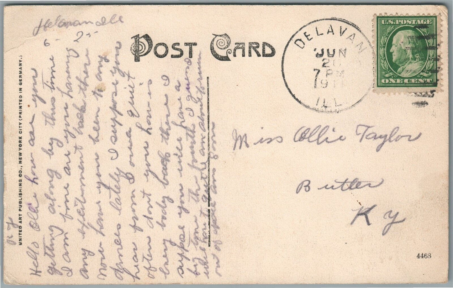 DELAVAN IL LOCUST STREET ANTIQUE POSTCARD