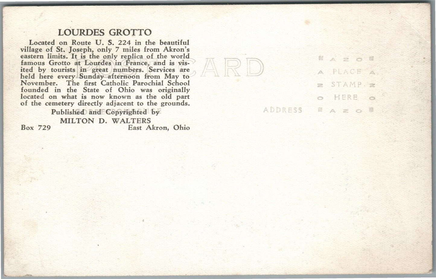 EAST AKRON OH LOURDES GROTTO ANTIQUE REAL PHOTO POSTCARD RPPC