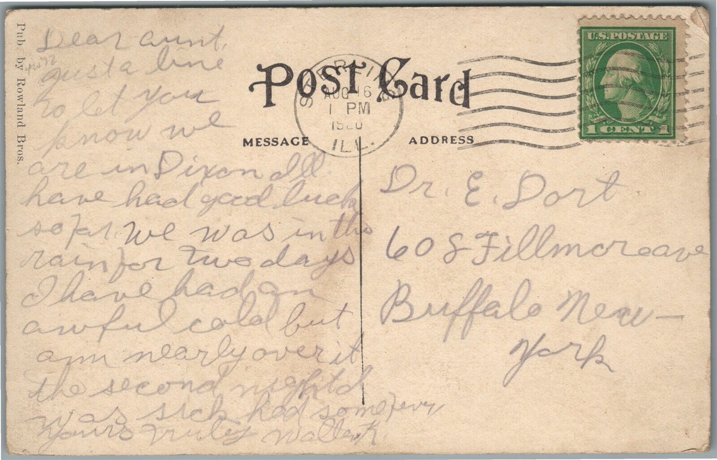 DIXON IL GALENA AVENUE LOOKING NORTH ANTIQUE POSTCARD