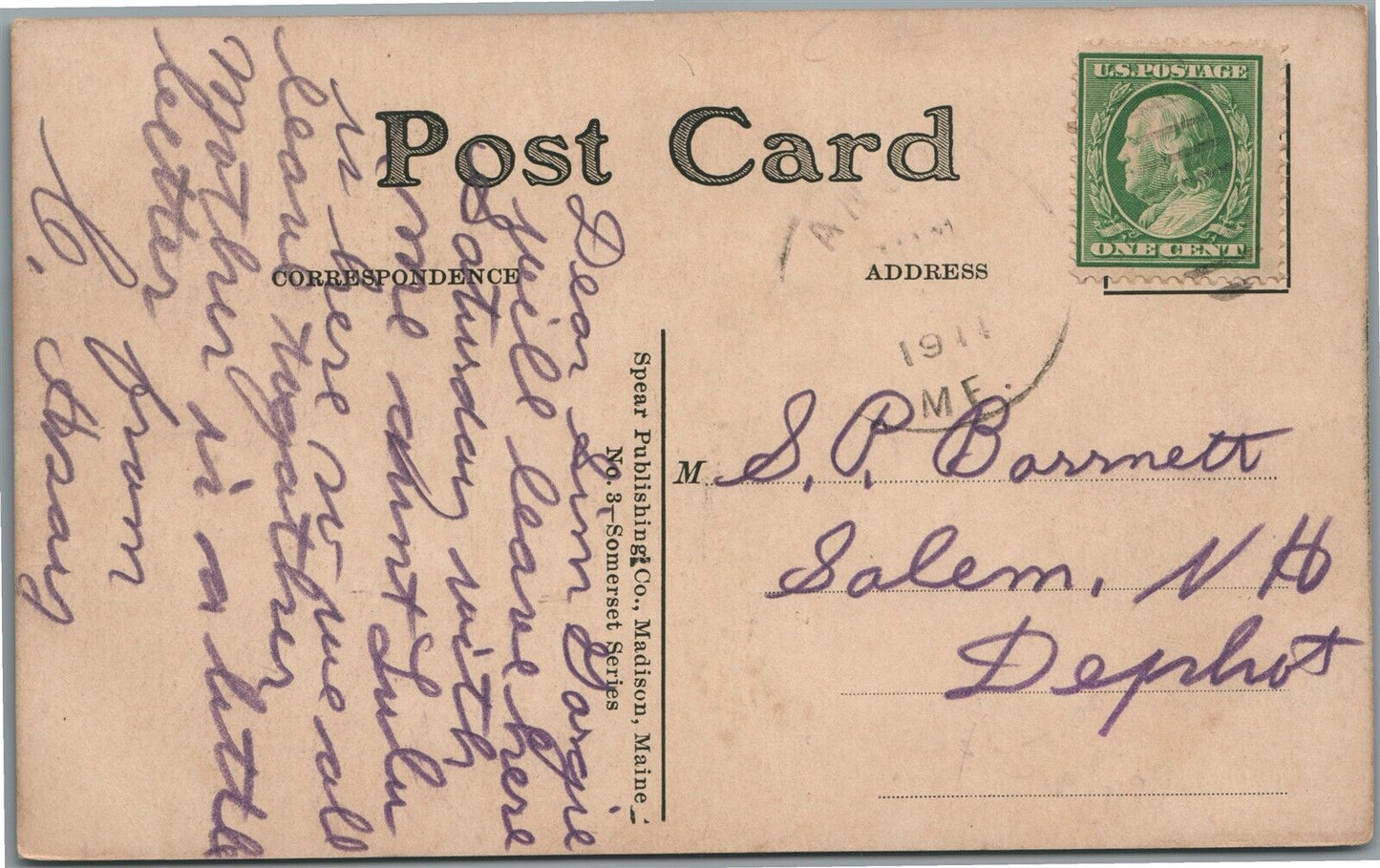 ANSON ME FROM MADISON BRIDGE ANTIQUE POSTCARD