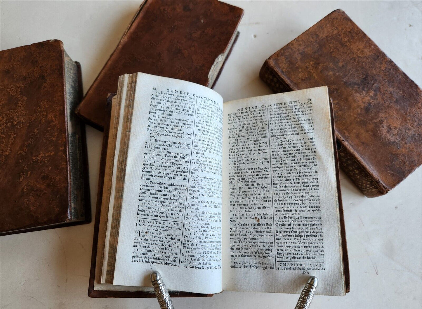 1776 BIBLE in FRENCH 4 VOLUMES antique OLD & NEW TESTAMENT