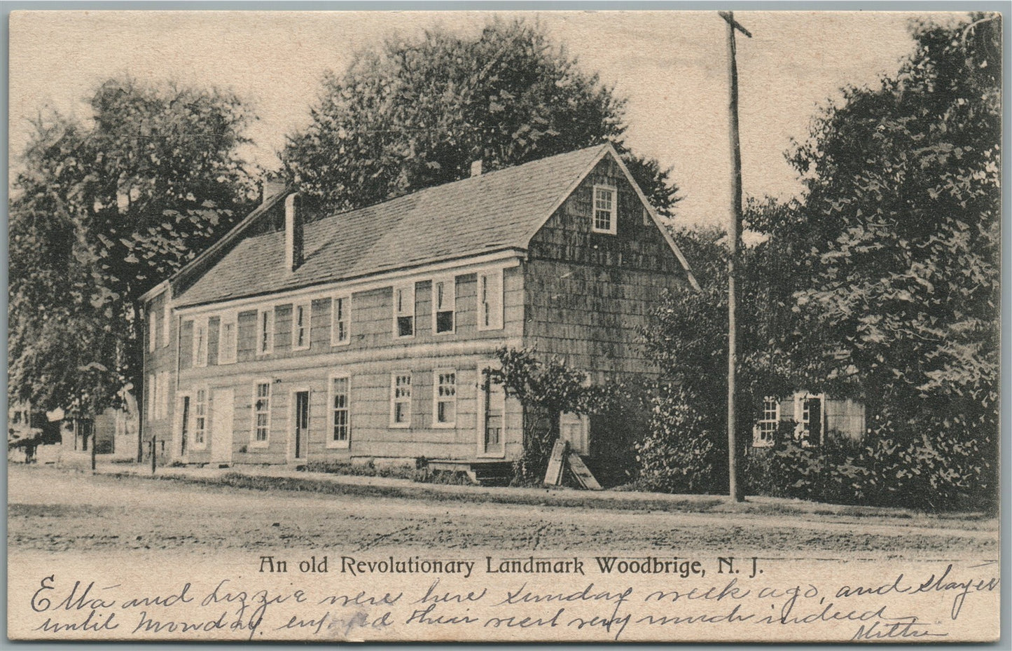 WOODBRIDGE NJ OLD REVOLUTIONARY LANDMARK ANTIQUE POSTCARD